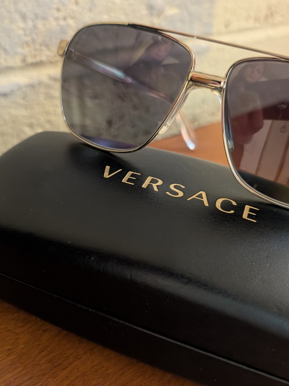 Versace Aviator Sunglasses with Smoke Gradient Lenses